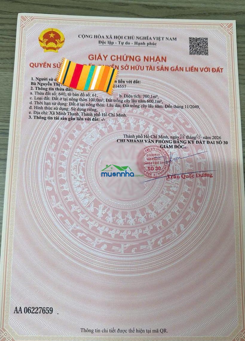 Chính chủ gửi bán lô đất 10m ngang mặt tiền đường nhựa đt749b - minh thạnh - hồ chí minh - 3