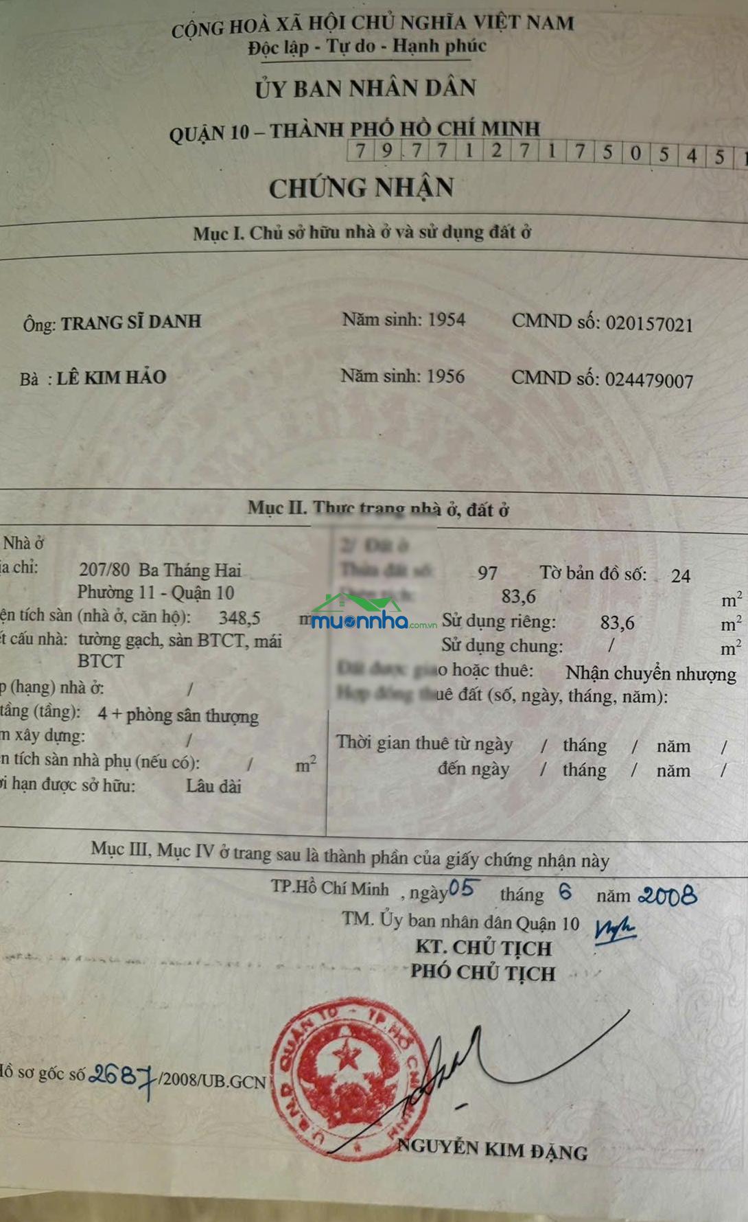 Bán nhà chdv đường 3/2 quận 10 - dòng tiền 70tr/th - ngang 5,6m (83,6m2) 5 tầng - 21,5 tỷ tl - 2