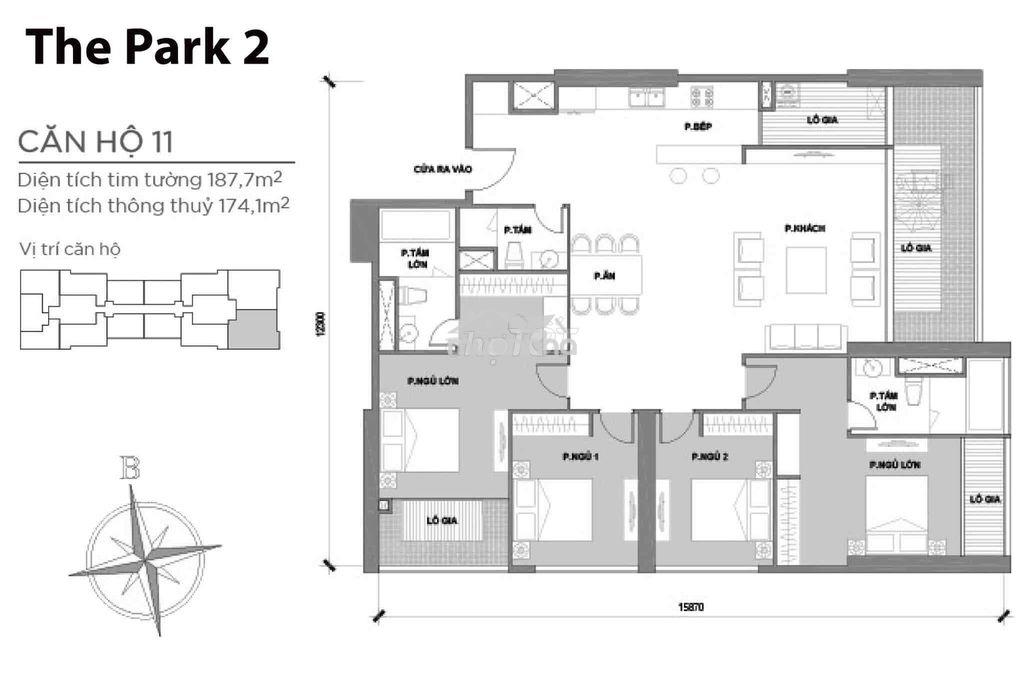 Bán 4pn, dt:188m2 , p2.11 , căn đầu hồi, giá : 31.5 tỷ/all in - 2