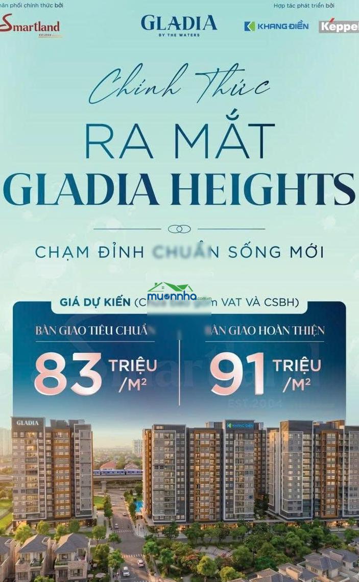Mở bán căn hộ gladia heights cđt keppel và khang điền giá dự kiến từ 6.8 tỷ 2pn 85m2 (đang booking)