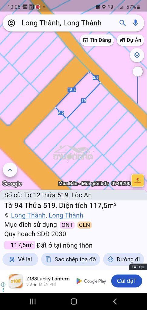 Lô góc 2 mt full thổ cư gần tđc sân bay long thành
