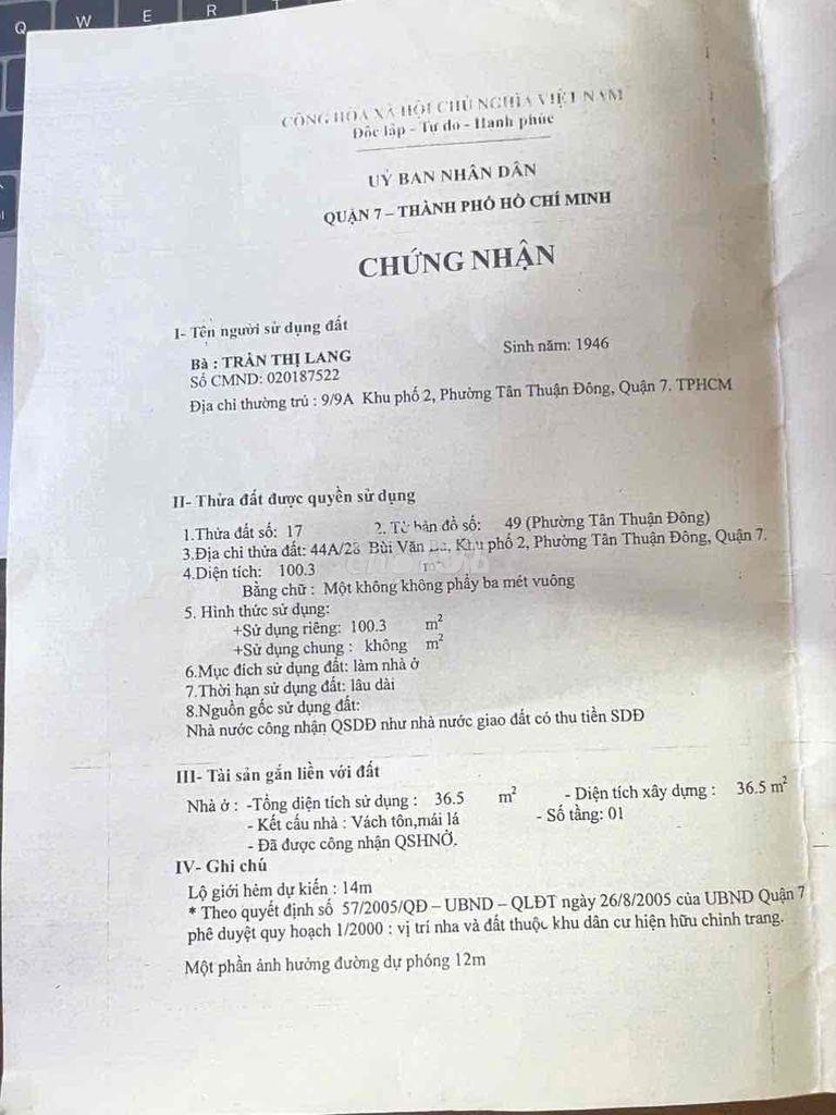 Cần bán dãy trọ phường tân thuận đông q7