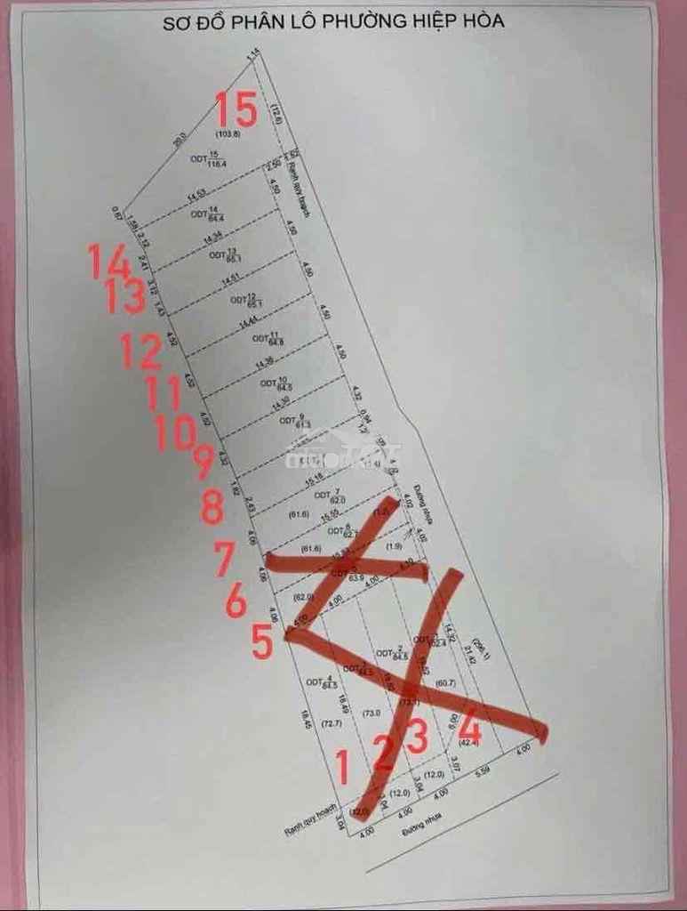 Chủ gởi bán lô đất p.hiệp hoà,4,5x14,5=65m2,thổ cư 100%,ngay aeon mall - 4