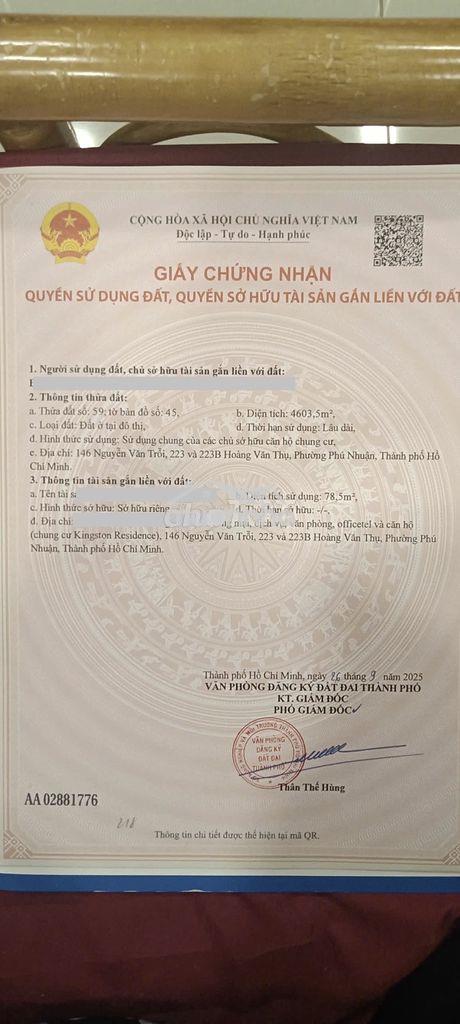 Chcc kingston sổ hồng, 2pn 83m2, vị trí đặc biệt, tiện ích trước cửa