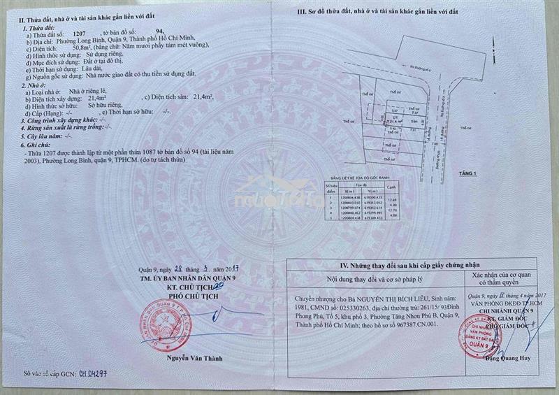 Tôi chính chủ bán đất gần đường song hành vđ3 đường 6, p long bình, q9