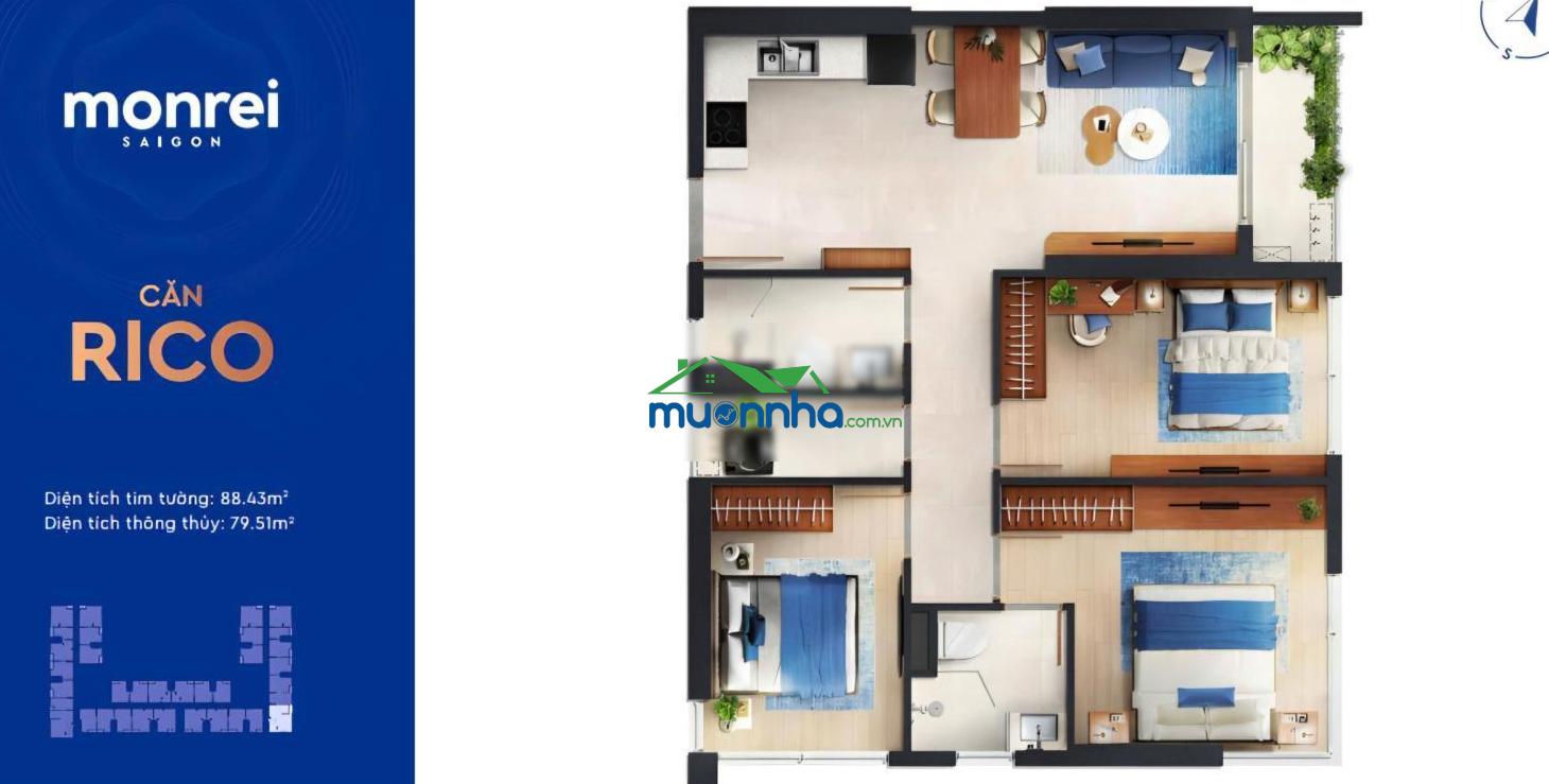 Quỹ căn stu-2pn-3pn monrei sài gòn - trả 235 triệu (15%) htls 0% ân hạn nợ gốc 5 năm