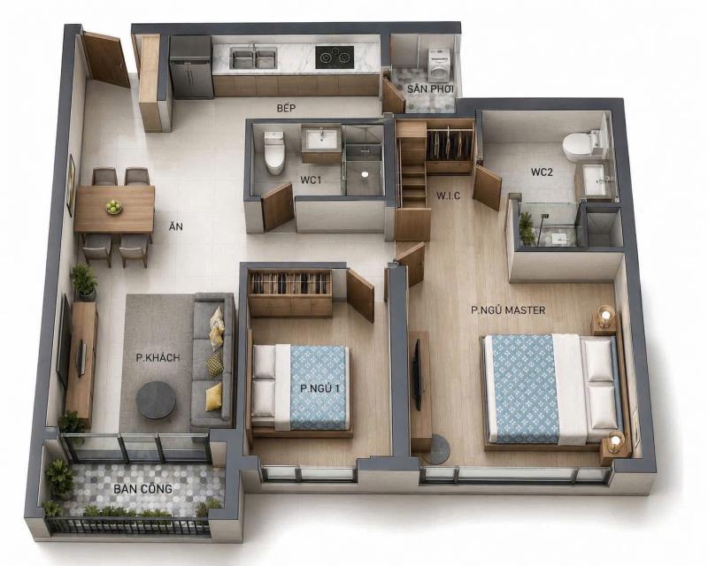 Victoria village - cho thuê căn 2pn - 73m2 - nội thất cơ bản - chỉ 14tr/tháng