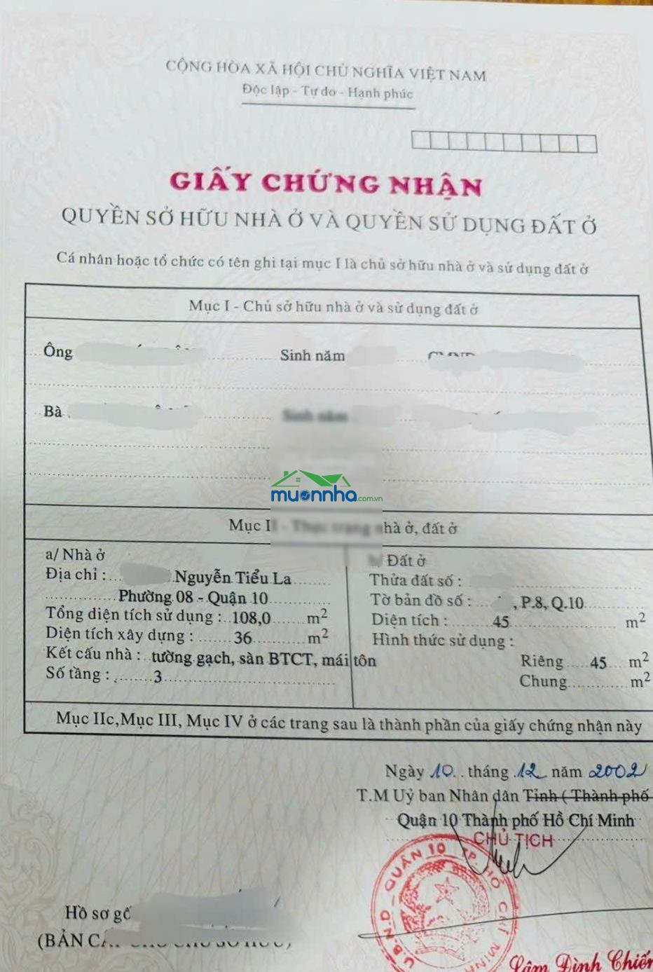(7,5 tỷ tl) nhà 3 tầng, hẻm xe hơi, cách mt nguyễn tiểu la 30m, 4.5m x 10m..! - 4