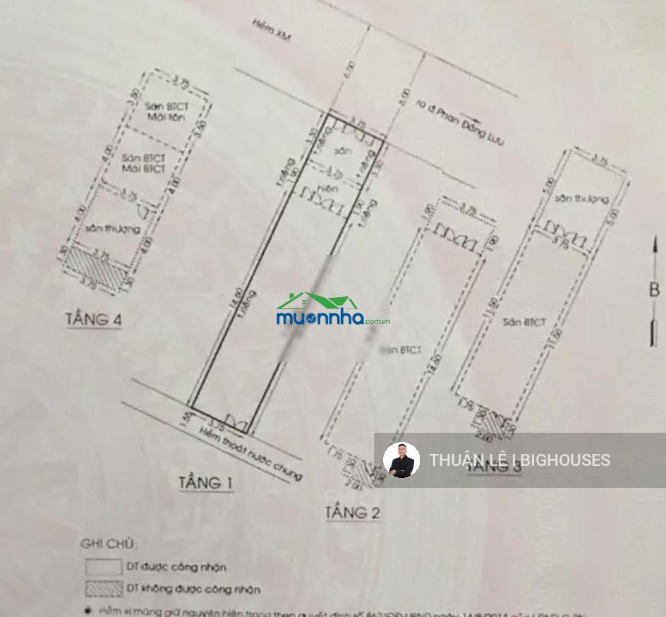 Hxh 6-8m phan đăng lưu, p3, phú nhuận. dt 3,75x20m(74,2m2) 4 lầu. đông bắc-lệch bắc. hđt: 26 triệu - 3