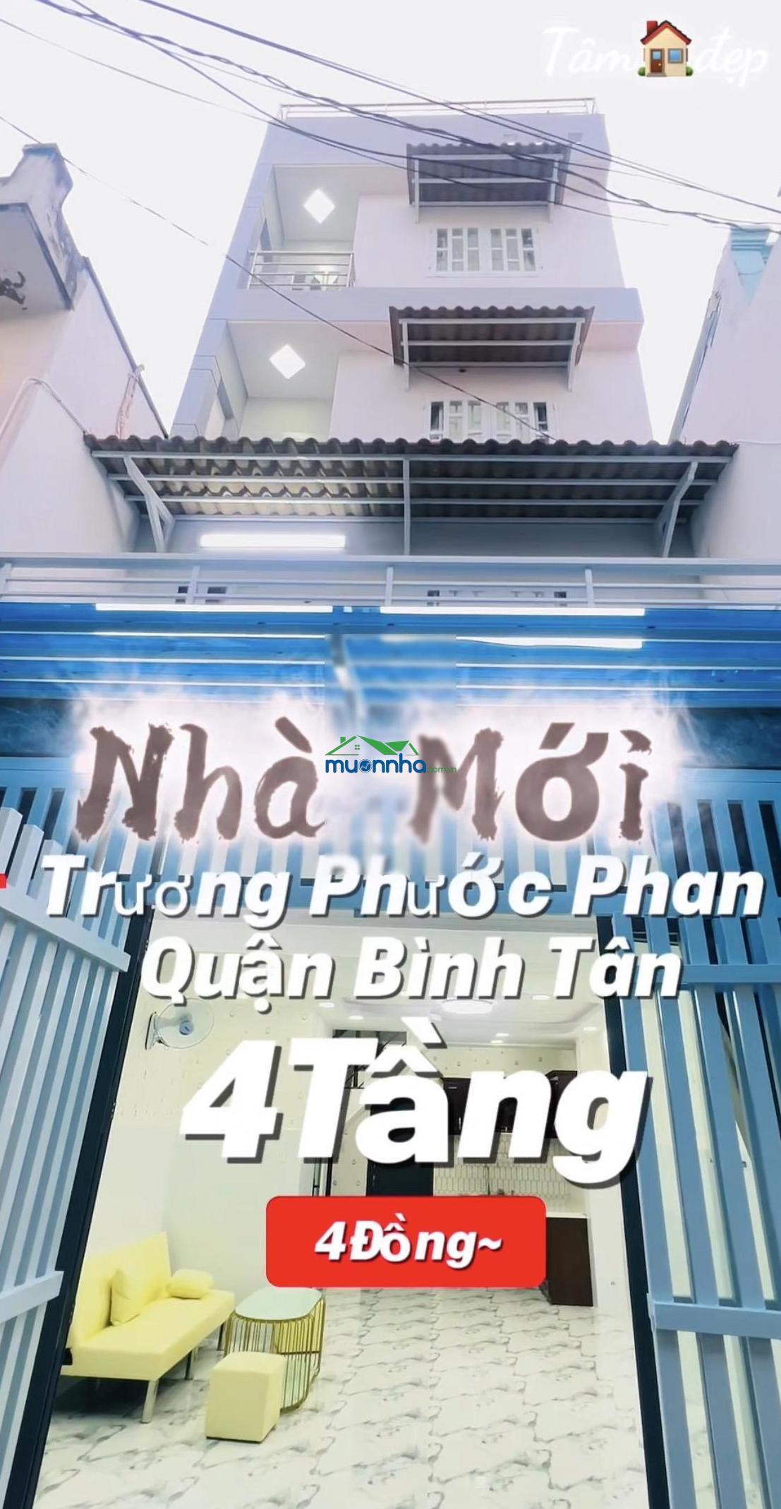 Siêu phẩm 4 tầng mới tinh trương phước phan -bình trị đông -bình tân dt: 4.3 dài 9 38m2 cn 4ty~ - 3