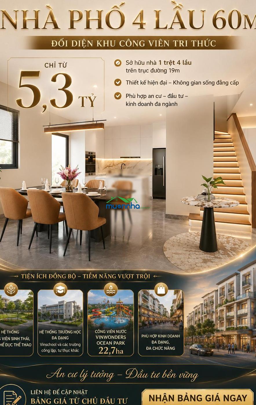 Nhà phố 4 lầu 60m2 trục đường 23m vinhomes hóc môn, 5 tỷ 3 - 2