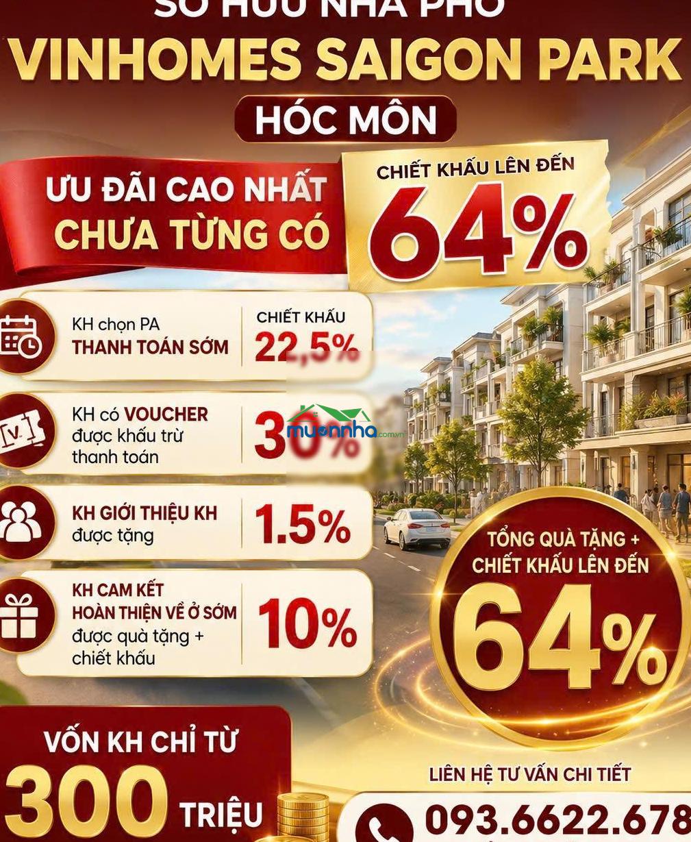 Sở hữu nhà phố vinhomes -ưu đãi lớn nhất từ trước đến nay- lên đến 64%-vinhomes saigon park hóc môn - 2