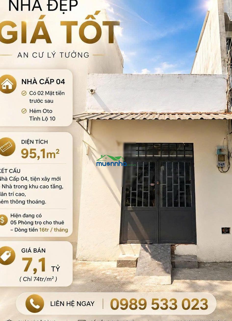 Bán nhà riêng tại đường tỉnh lộ 10, phường bình trị đông, quận bình tân, 74 triệu/m2, 95.1m2