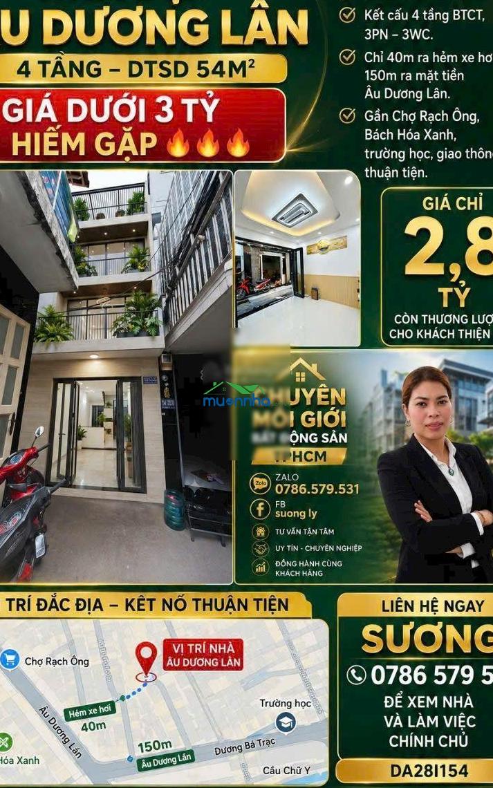 Âu dương lân, quận 8 nhà 4 tầng dtsd 54m2 chỉ nhỉnh 2 đồng (tl)