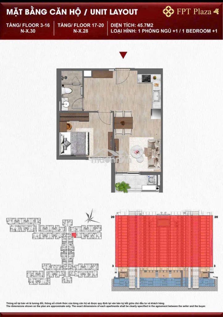 Bán căn 1pn+ diện tích 45,7m2 hướng đồng nam mát mẻ, view hồ bơi