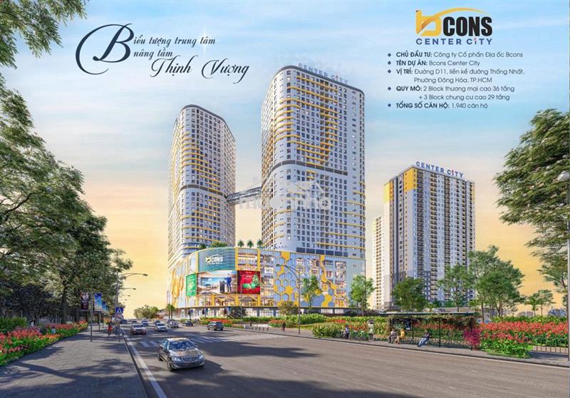 Bán căn hộ bcons center city 2.6ty/căn,tt 5 tháng 1 lần,tặng 2chi vàng