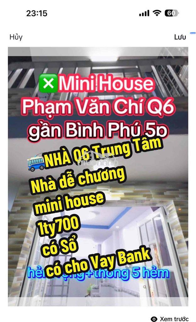 Chủ bán nhà ttq6 có 1ty700 có sổ hồng bank cho vay 500-700 nhà đẹp sạc - 4