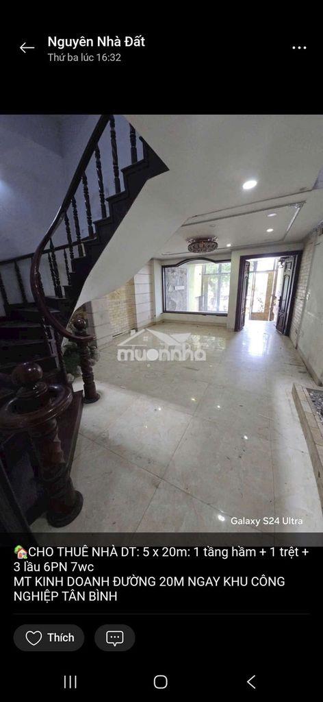 Cho thuê nhà làm chdv 5 x 20m: 1 tầng hầm + 1 trệt + 3 lầu 6pn 7wc - 3