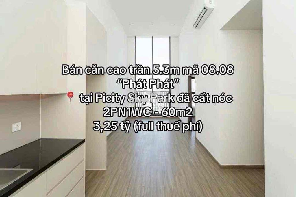 Bán căn 2pn cao trần 5.3m mã 08 siêu đẹp tại picity skypark chỉ 3,25 - 2
