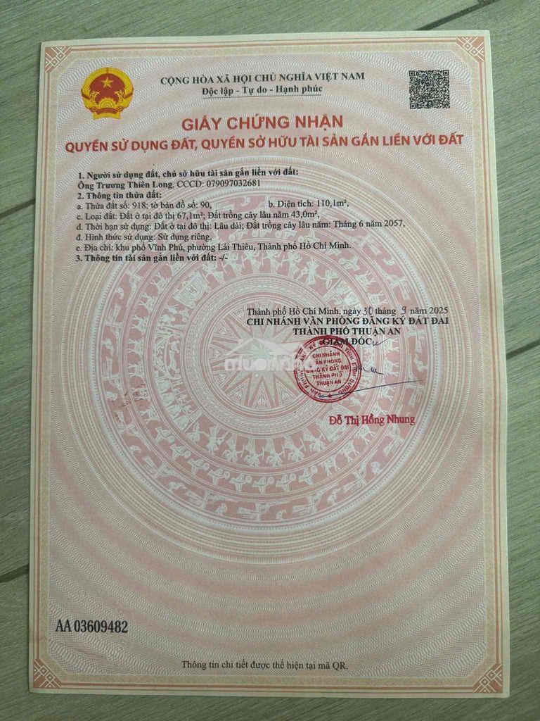 Ngộp bank bán gấp 110m2 đất vĩnh phú 2 mặt tiền ( 4,2x31)  giá 3,3 tỷ - 3