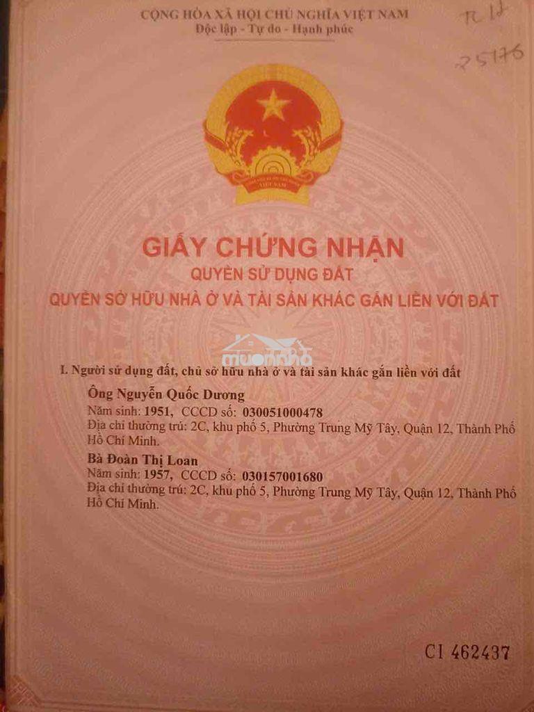 Bán nhà 80m2 ,đường nguyễn ảnh thủ ,q12