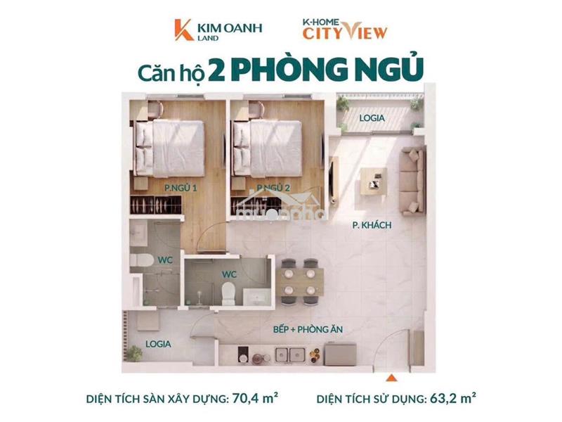Căn 2pn được quan tâm nhiều nhất tại dự án nhà ở xã hội k-homecityview