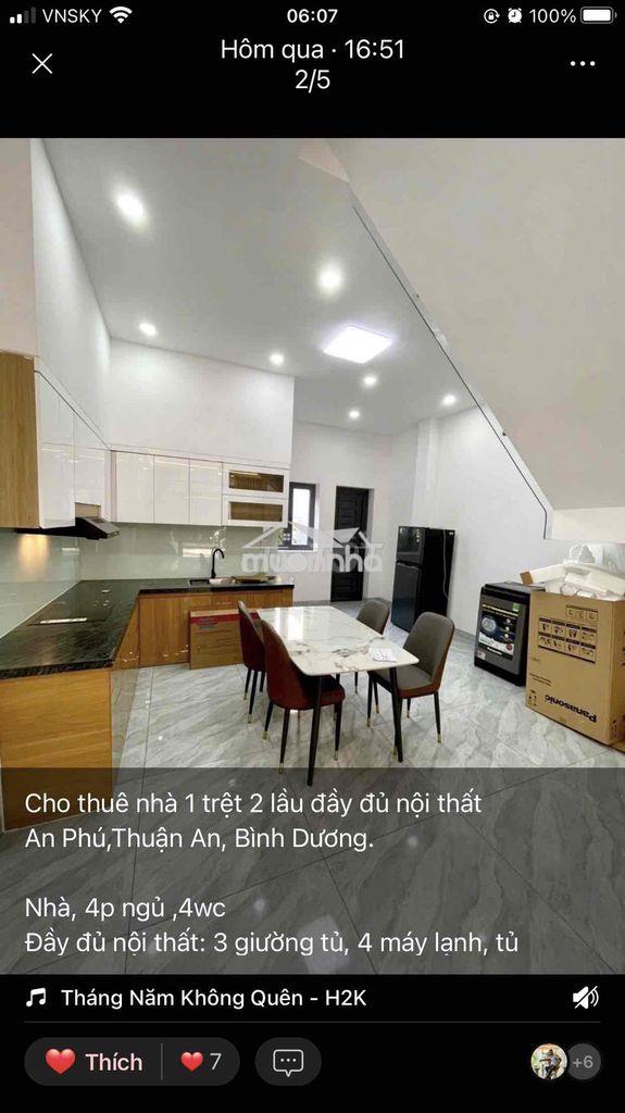 Nhà 1 trệt 2 lầu đầy đủ nội thất an phú,thuận an,đường 7m đậu ô tô ok - 2