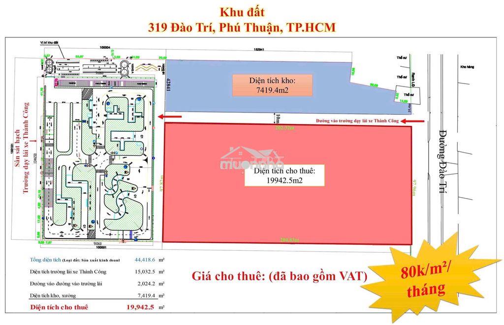 Đất mặt tiền 319 đào trí diện tích 19942,5m2 - 2