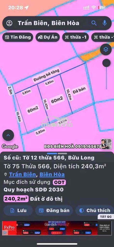 Bán đất bửu long. dt: 60m sổ riêng thổ cư - giá chỉ 1,750 tỷ - 2