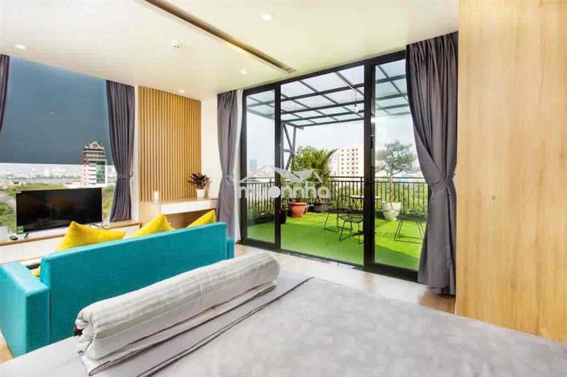 Cho thuê căn hộ sân vườn rộng 50m view cầu rồng mt đường vũ văn dũng