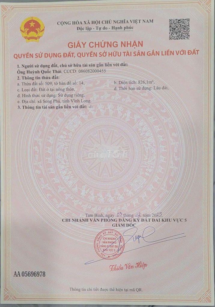 Đất thổ cư mặt tiền đường, đối diện trường thpt song phú - 4