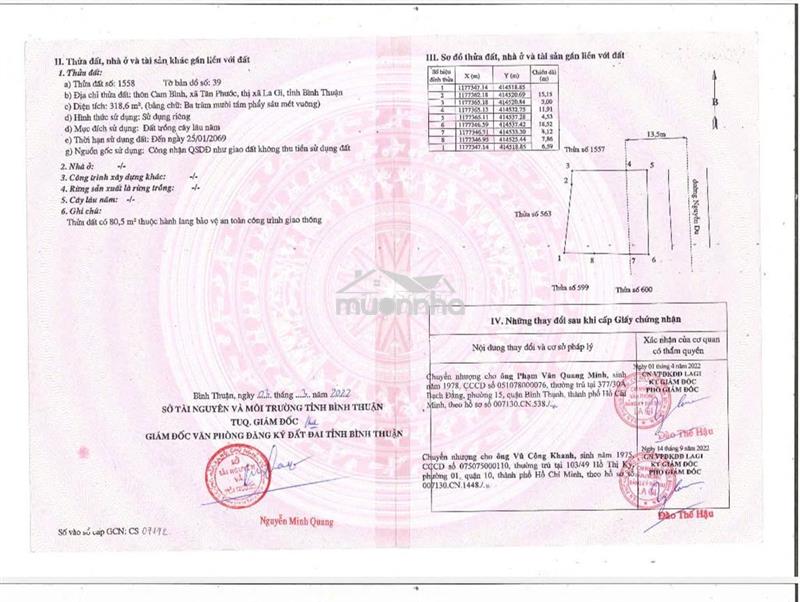 Bán 2 lô đất nông nghiệp liền kề mặt tiền đường nguyễn du