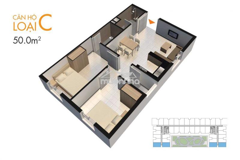 Bán căn hộ 50m2 2pn2wc 1tỷ600 chung cư firsthome thạnh lộc q12