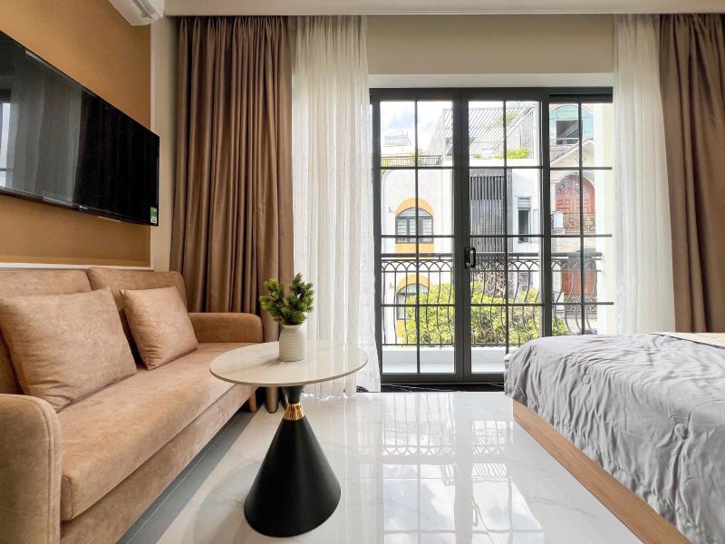 Căn hộ studio bancol mới xây full nội thất ngay ngã tư bảy hiền