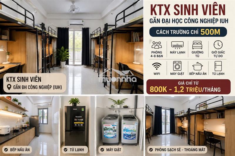 Ktx sinh viên gần đh công nghiệp iuh 500m – từ 800k/tháng