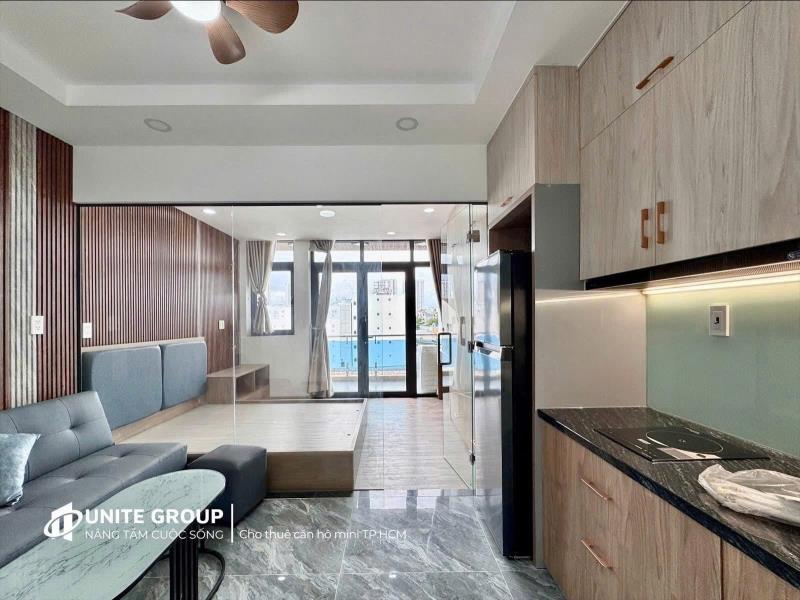 1pn vách kính ban công siêu to quận 7, full nội thất, máy giặt riêng, không gian rộng thoáng gần ufm tdtu rmit