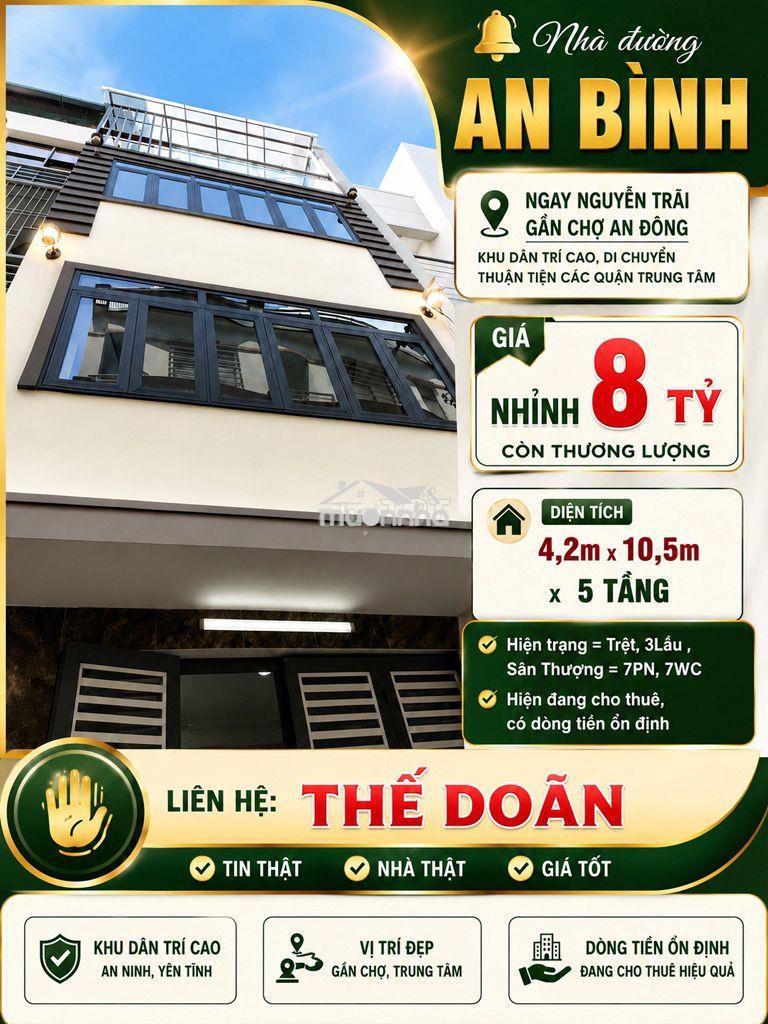 🔔 Nhà đường an bình ngay nguyễn trãi gần chợ an đông, khu dân trí cao