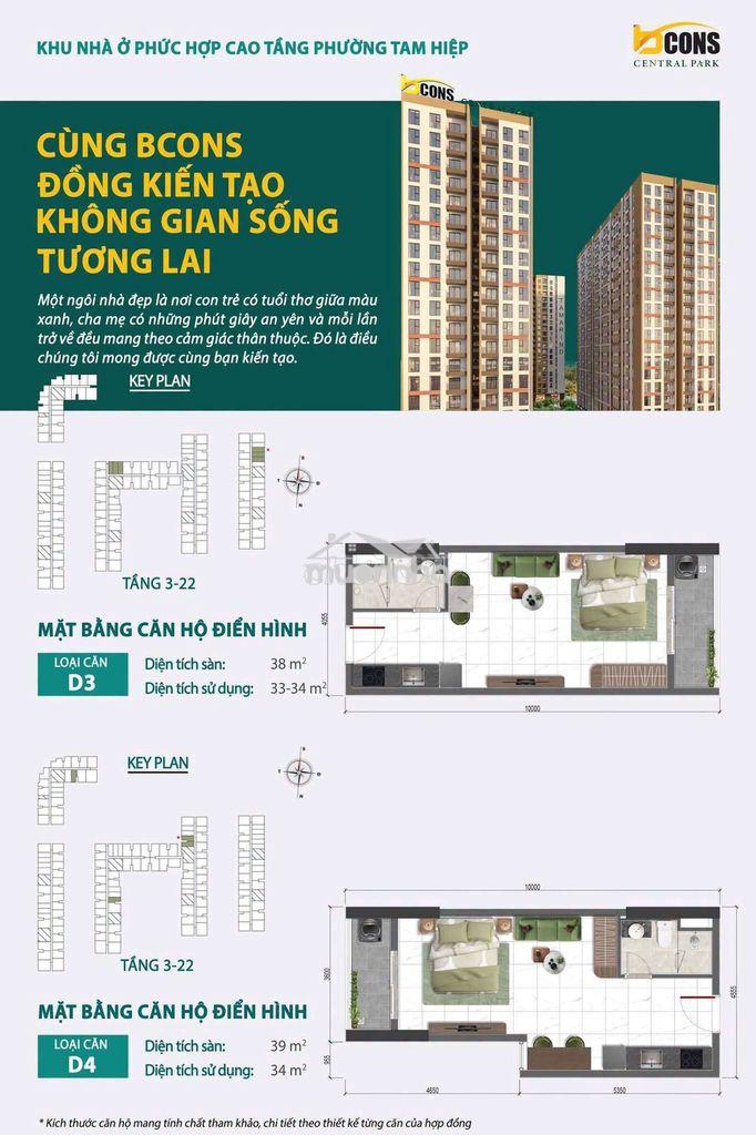 Bán căn studio chung cư bcons phan trung