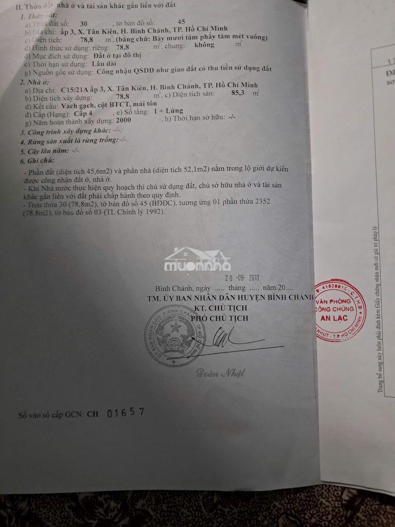 Bán nhà bình chánh, cuối đường đại lộ võ văn kiệt