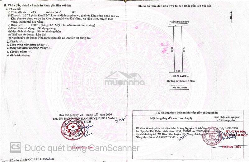 Bán đất tái định cư khu công nghệ cao , phường liên chiểu, tp đà nẵng.