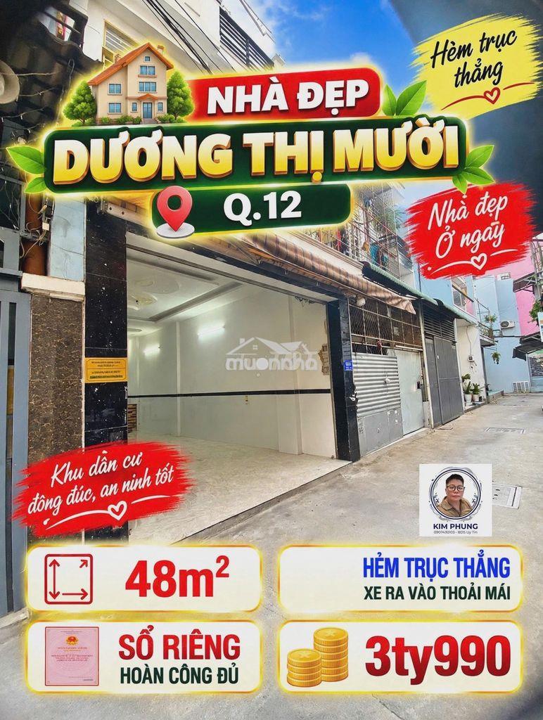 Bán nhà tân thới hiệp 02, dương thị mười q12-  48m2 hẻm 1 trục thẳng