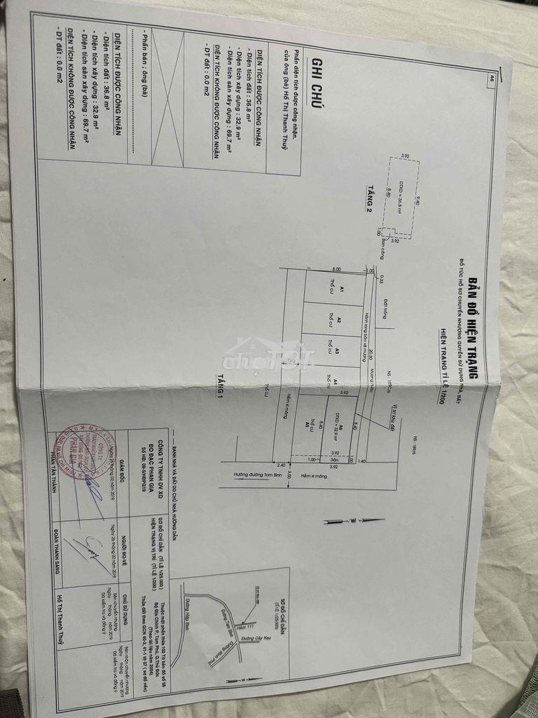 Bán nhà hẻm 111/5a tam bình, tphcm, 40m2, dtsd:120m2 - 2