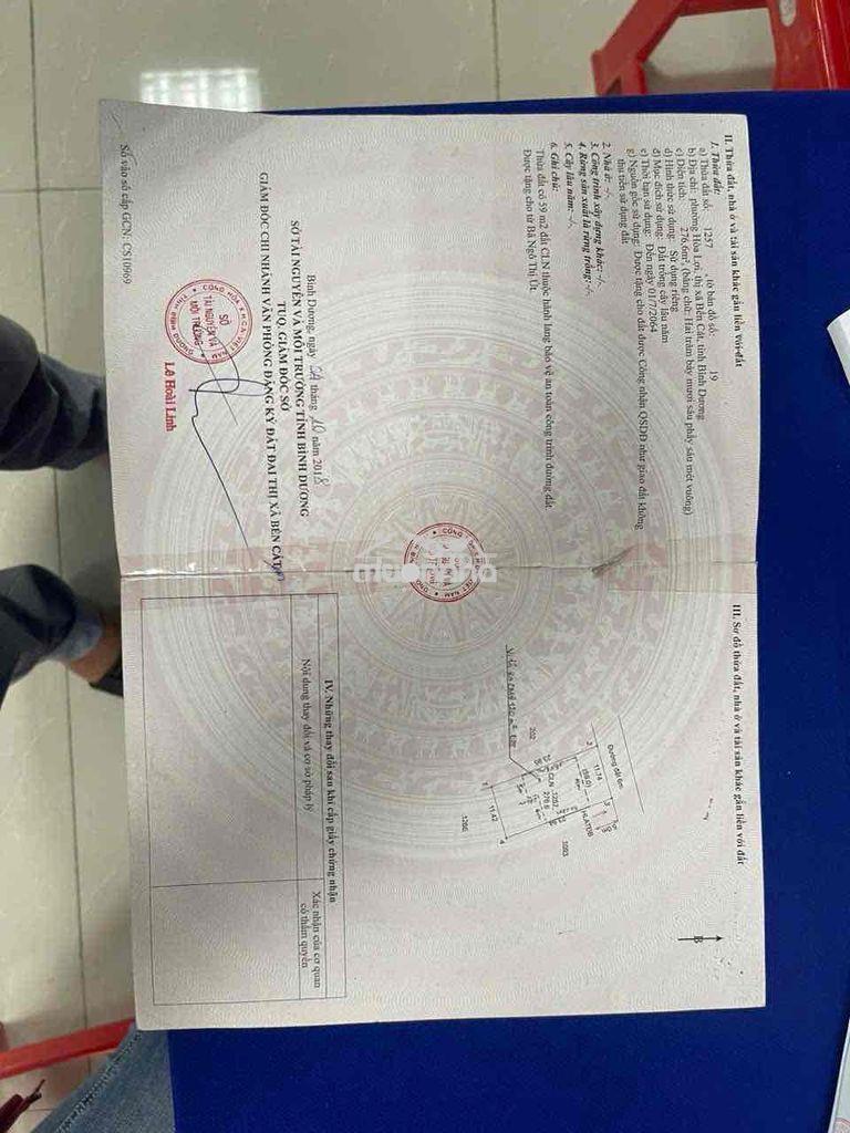 12m ngang đất gần ngã 4 hoà lợi giáp tp mới và visip2 có 120m thổ cư