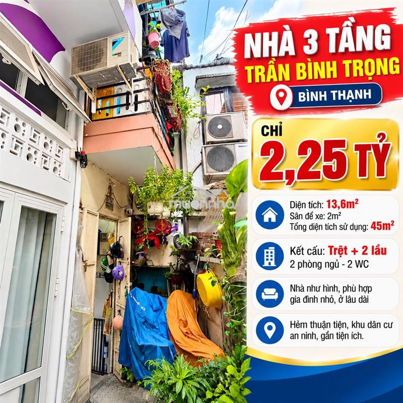 🔥 Nhà 3 tầng – 2,25 tỷ - bình thạnh - 2pn 2wc 🔥