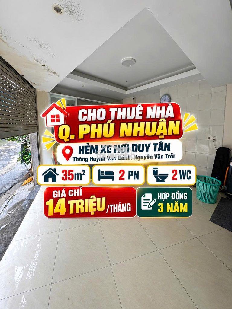 Cho thuê nhà hẻm xe hơi duy tân ,phú nhuận ,35m2, 2pn   14tr