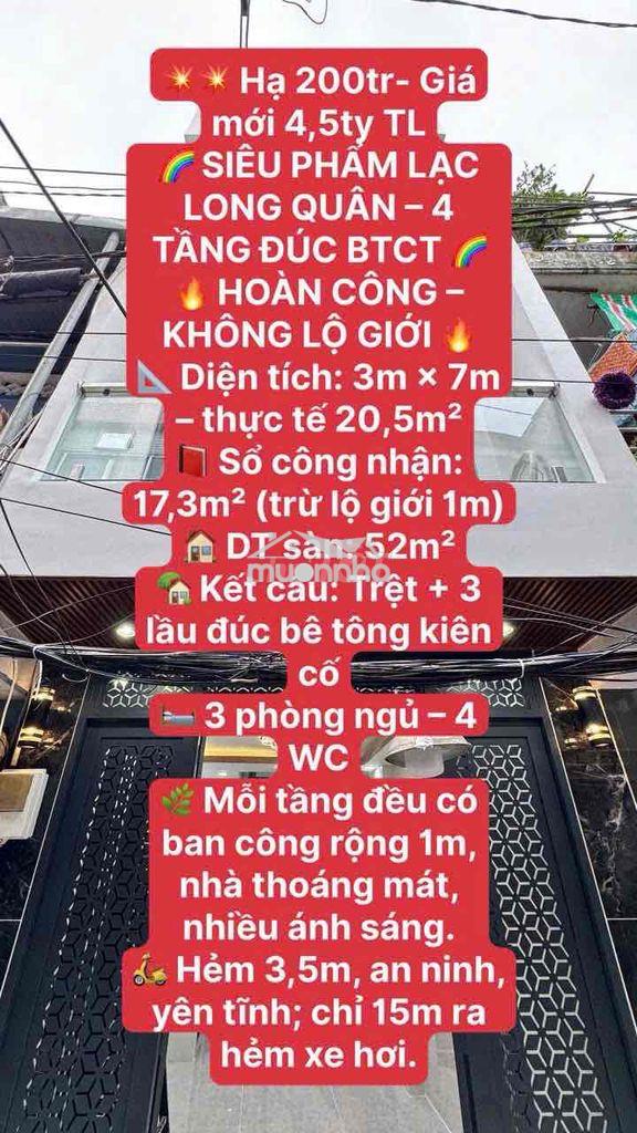 Nhà quận 11 🔥 hoàn công – không lộ giới 🔥