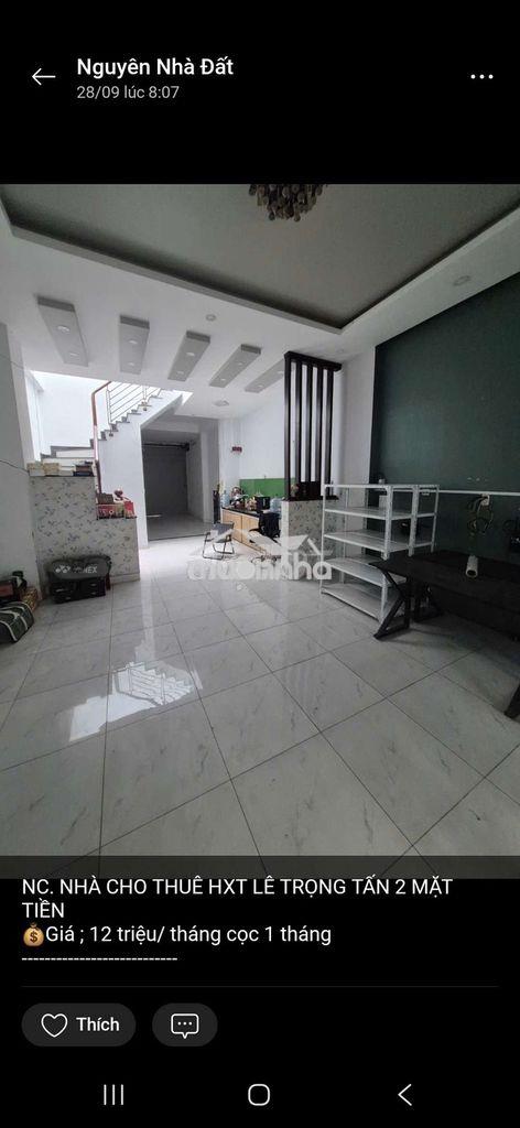 Cho thuê nhà 5x20m 1 lầu 3pn 3wc hxt lê trọng tấn 