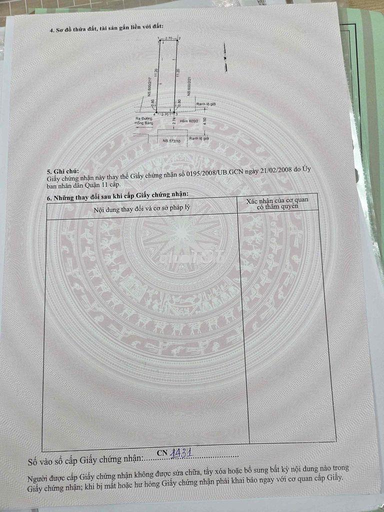 600/2/19 hồng bàng 32,4m2 3 tầng 4pn 3wc hẻm 4m giá 4,98 tỷ 🌹1%